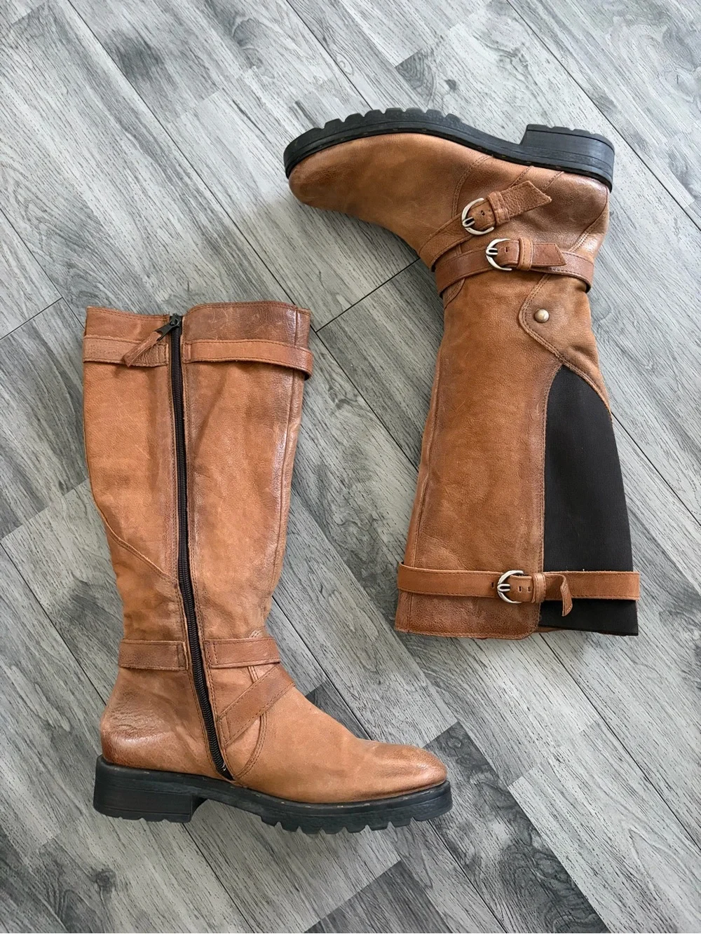 Miz Mooz Cognac Over-the-Knee Buckle Riding Boots